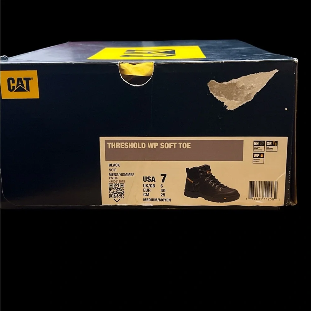 Size 7 - CAT Threshold Men's Waterproof Steel Toe Work Boot - Black
